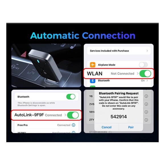 Hameby Wireless CarPlay Adapter Bluetooth WIFI Wired to Wireless Apple Car play - Picture 11 of 16